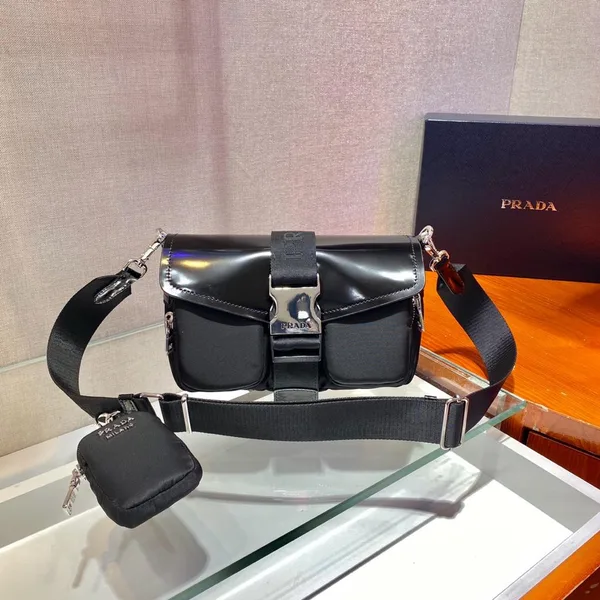 Prada Buckle Pocket Crossbody Bag Spazzolato Leather product view 1
