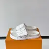 Louis Vuitton Men White Printed Fabric Slides product view 3