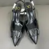 Valentino Women Black Leather Pointed Slingback Pumps product view 1