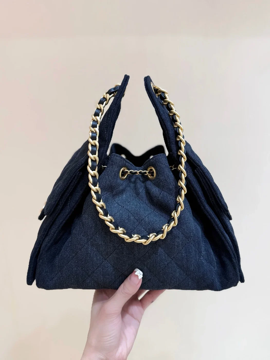 Chanel 25 Handbag 30 In Denim Gold Hardware product view 6