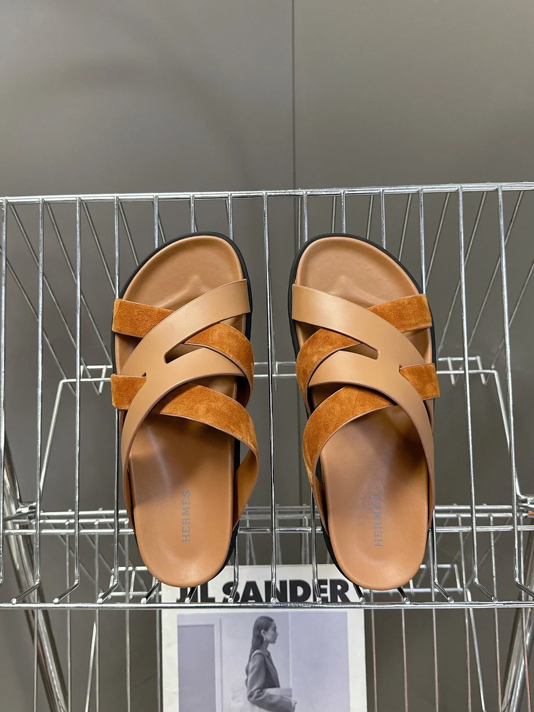 Hermès Women Brown Suede Leather Sandals product view 2