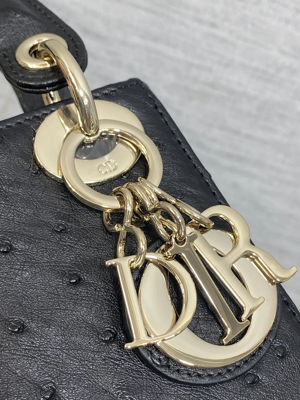 Dior Mini Lady Dior bag in Black Ostrich leather product view 3