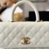Chanel Coco Handbag Lizard Skin White With Lock Gold 23 cm product view 3