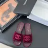 Chanel Women Burgundy Velvet Slides product view 1
