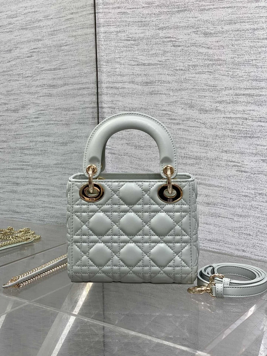 Dior Mini Lady Dior Bag in opaline gray product view 3