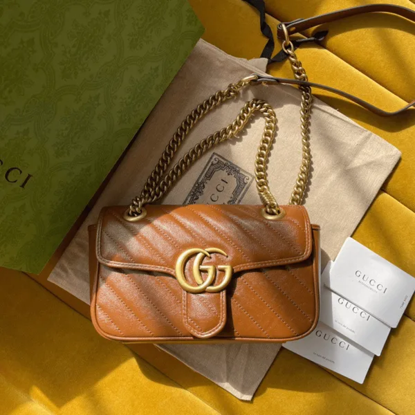 Gucci Marmont Women’s Handbag Brown Smooth Leather 22 cm product view 1