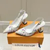 Louis Vuitton Women White Leather Multicolor Logo Heels product view 3