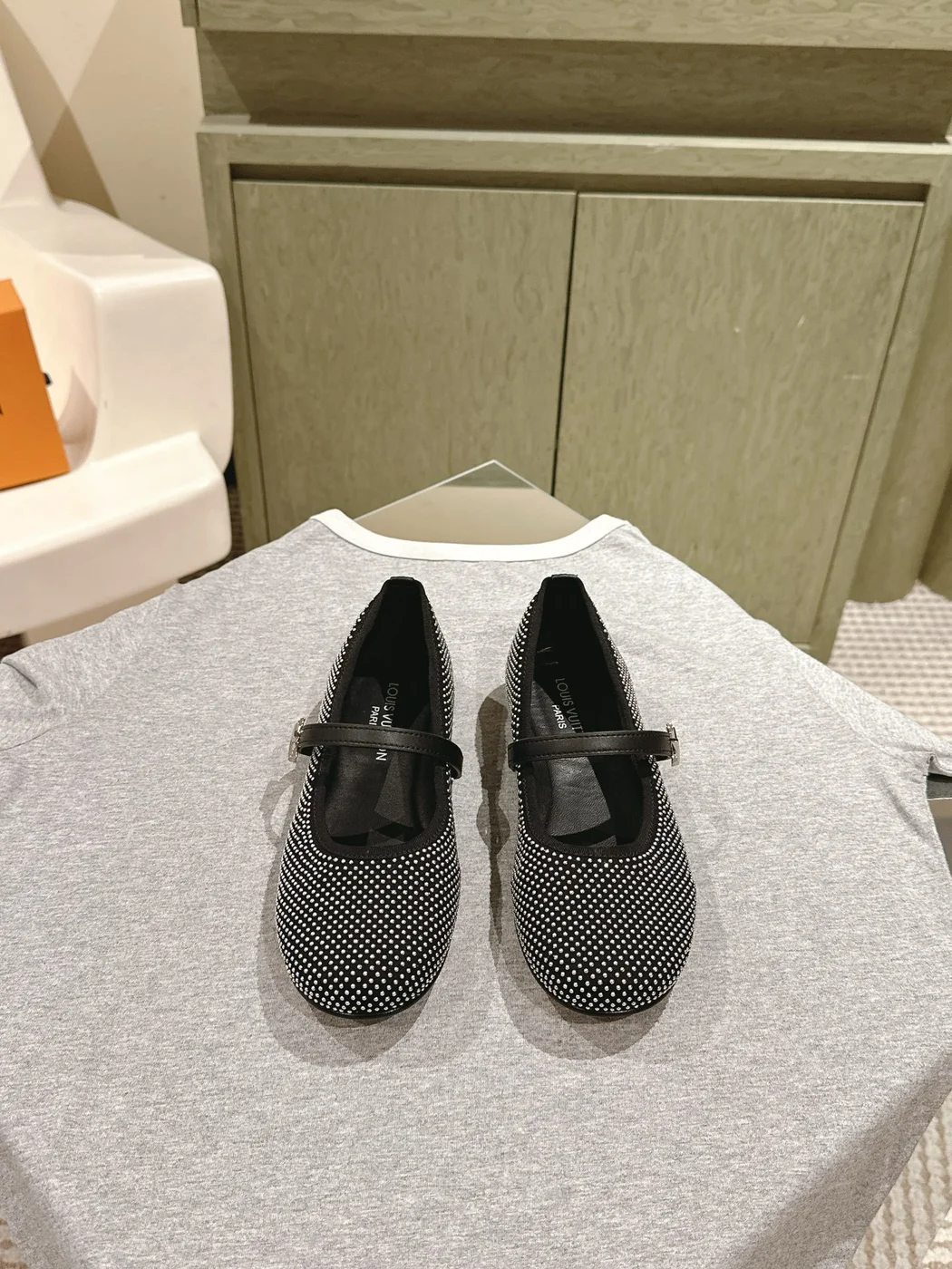 Louis Vuitton Women Black Polka Dot Fabric Mary Janes product view 1