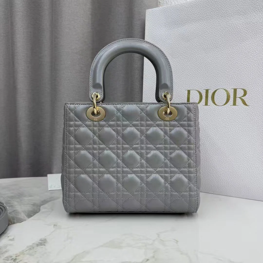 Dior Medium Lady Dior My Abcdior bag in grey lambskin product view 5
