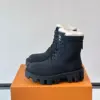 Louis Vuitton Men Black Leather Fur Lined Boots product view 3