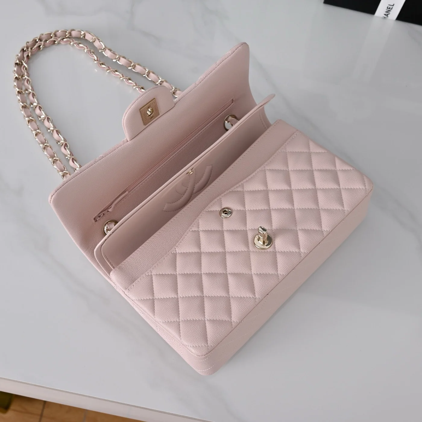 Chanel Classic Flap Medium Light Pink Silver Hardware Bag product view 4
