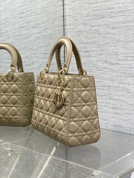 Dior Medium Lady Bag 24 In Powder Beige Gold Hardware product view 4