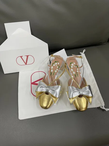 Valentino Women Gold Metallic Leather Heels product view 1