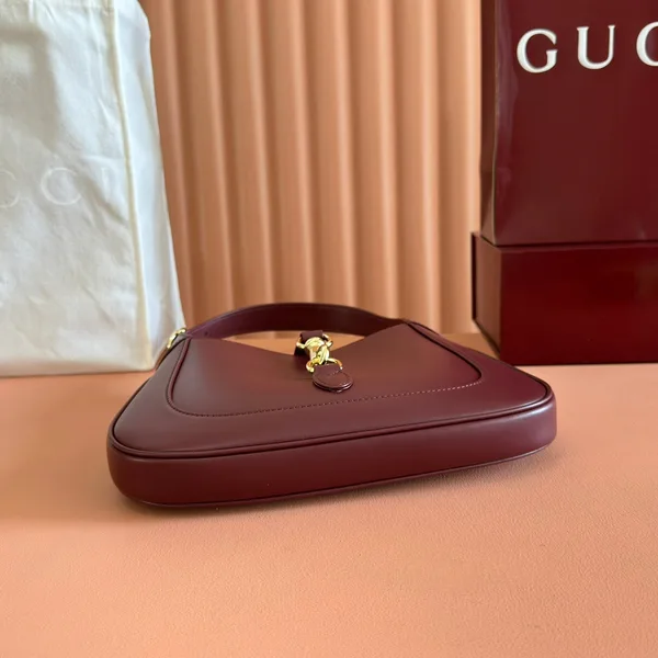 Gucci Jackie Small Shoulder Bag 27 In Burgundy Red Calfskin Gold Hardware product view 4