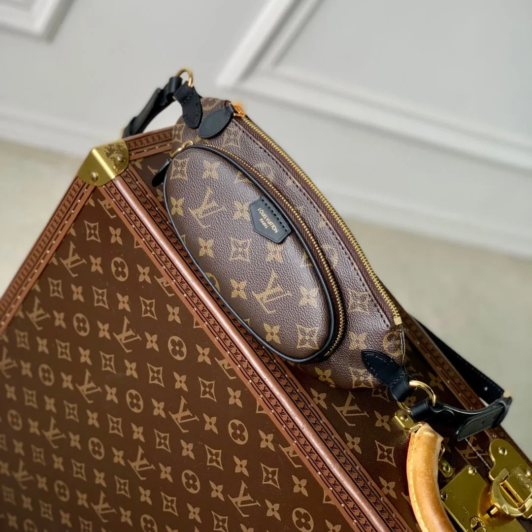 Louis Vuitton Keepit Bumbag 29 In Brown Damier Azur Coated Monogram Canvas Bag product photo