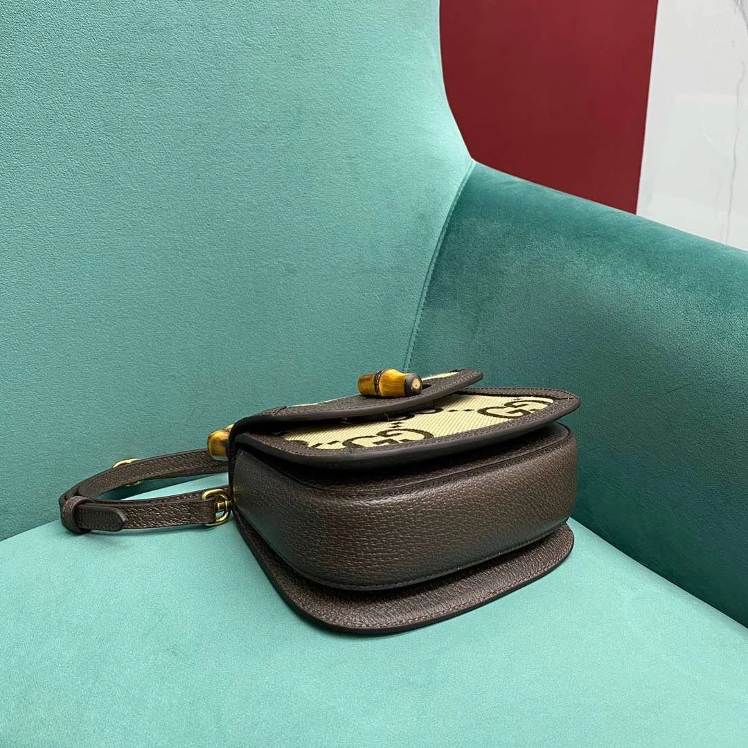 Gucci Bamboo Strap Bag with Brand Logo Pattern 17 cm product view 6