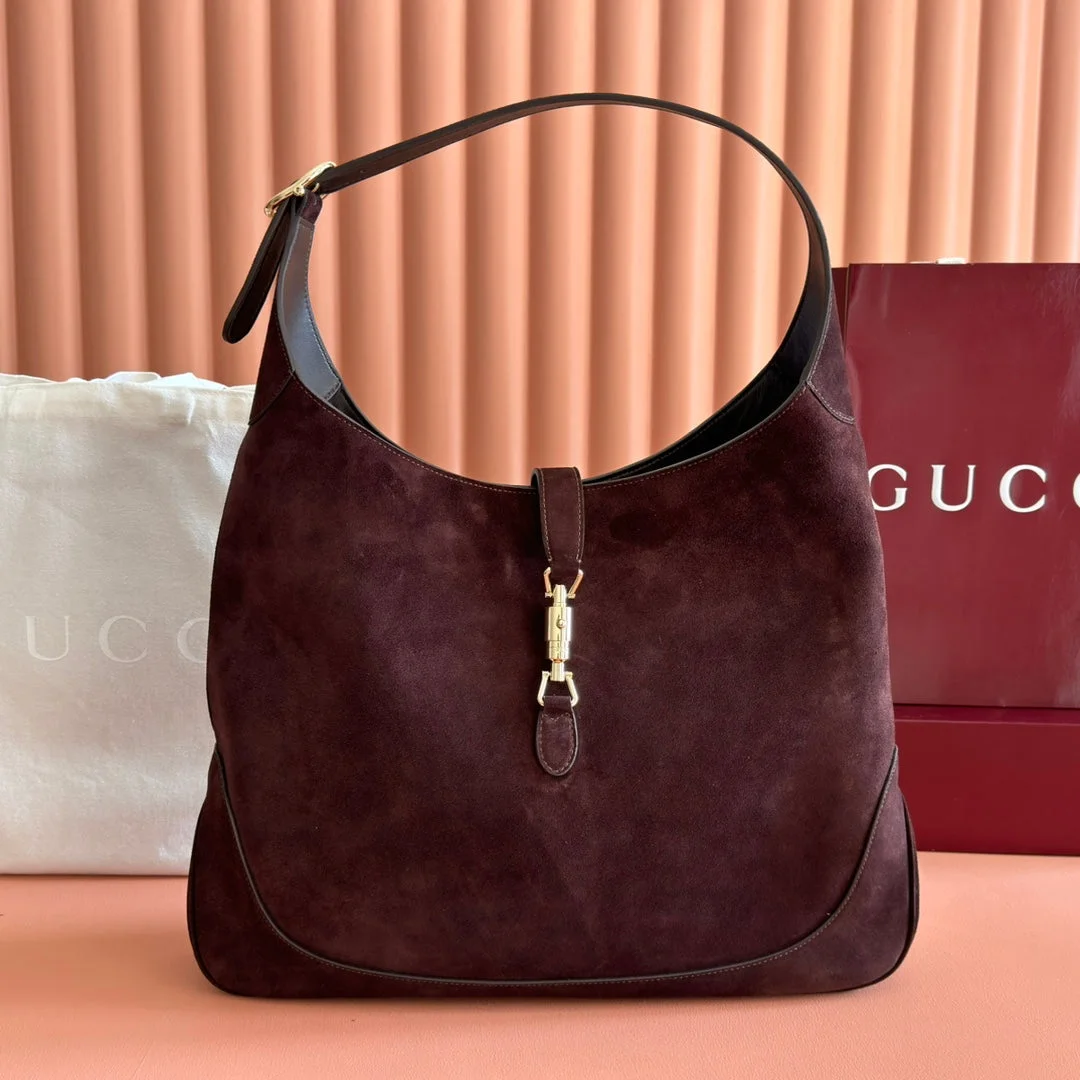 Gucci 25S Jackie Giorno 44 cm In Dark Chocolate Brown Suede Bag product view 1