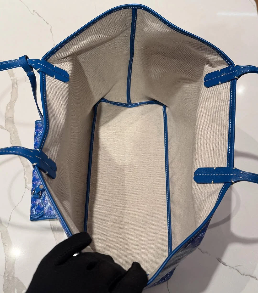 Goyard Anjou PM Reversible Tote Bag in Blue Goyardine product view 6