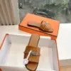 Hermès Women Brown Leather Slide Sandals product view 4