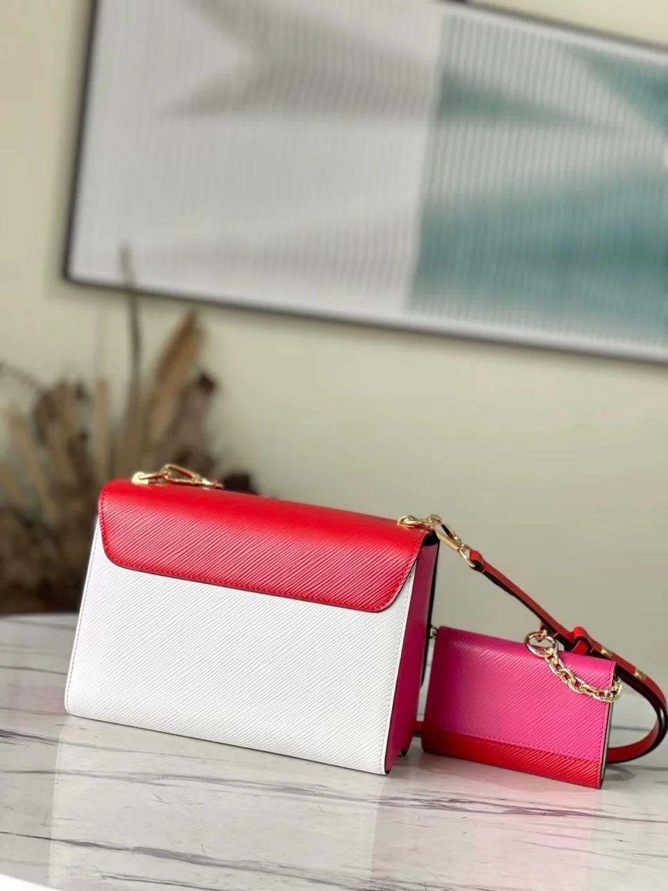 Louis Vuitton Twist Mix Pink Red Handbags Cowhide Leather 24 cm product view 5
