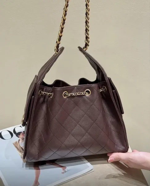 Chanel 25 Small Handbag Grained Calfskin  Gold-Tone Metal Brown product view 2