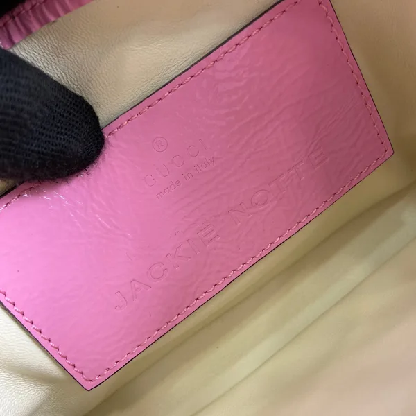 Gucci Jackie Notte Mini Bag 19 In Pink Cracked Lacquer Calfskin Gold Hardware product view 6