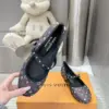 Louis Vuitton Women Black Leather Multicolor Monogram Mary Jane Flats product view 5