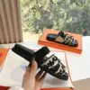 Hermès Women Black Suede And Leopard Print Sandals product view 6