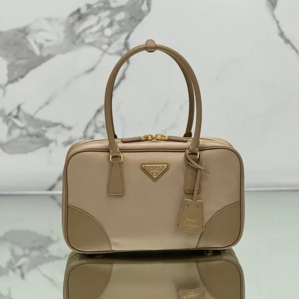 Prada Large Top Handle Bag 35 In Dried Moss Nylon And Calfskin Trim product view 1