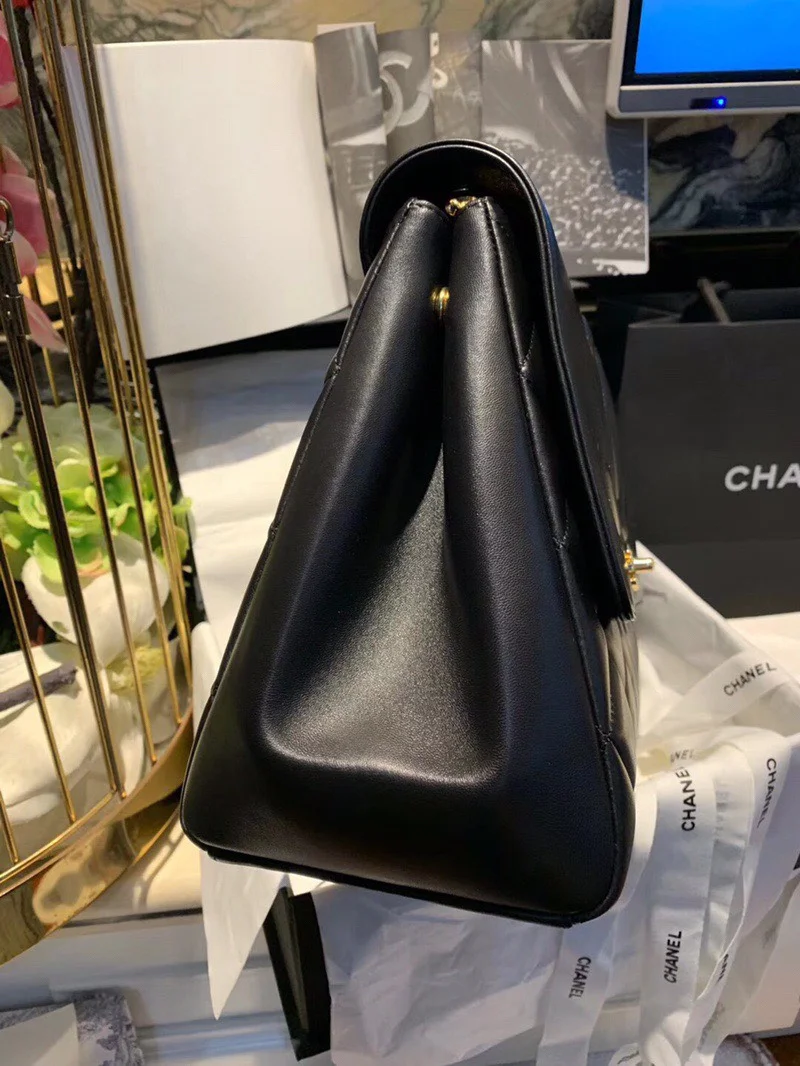 Chanel Shopping Handbags Woman’s Black Leather 33x23x11cm product view 8