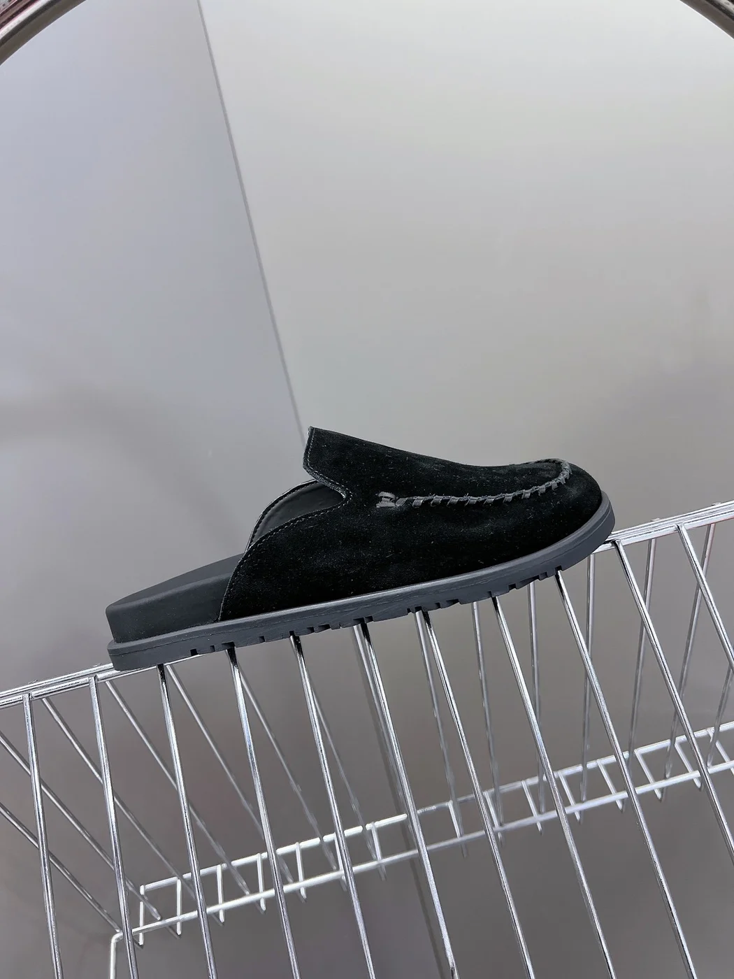 Hermès Women Black Suede Slippers product view 2