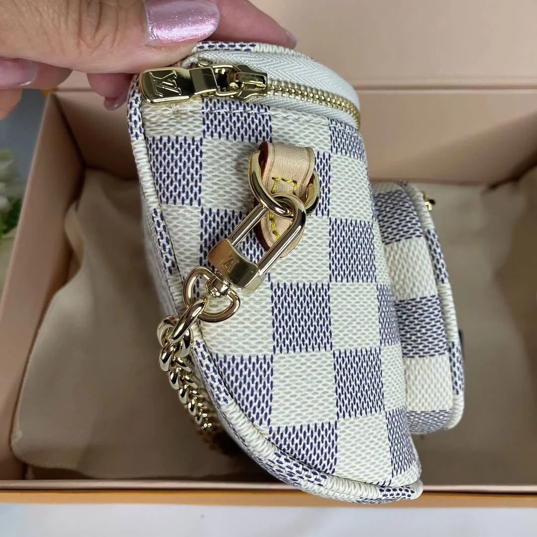 Louis Vuitton Mini Bumbag — Cream and Gray Checkered Pattern product view 5