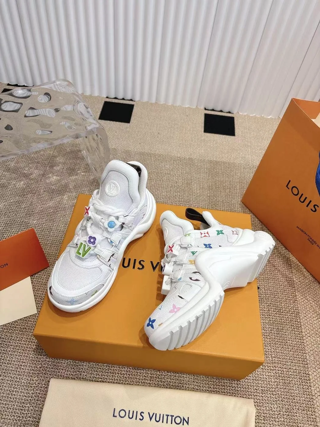 Louis Vuitton Women White Mesh Embellished Sneakers product view 5