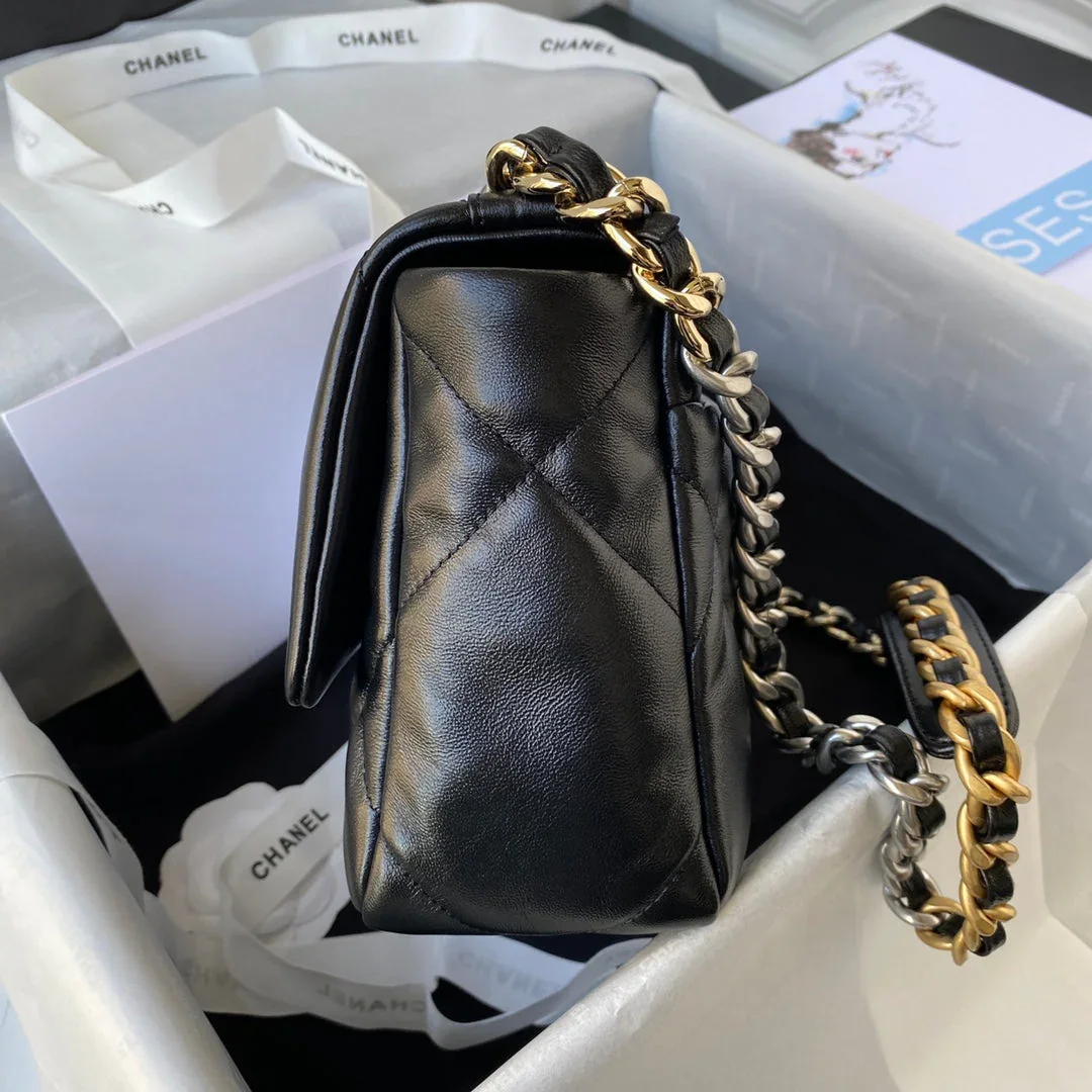 Chanel Cc Medium 26 Flap Bag In Black Lambskin product view 4