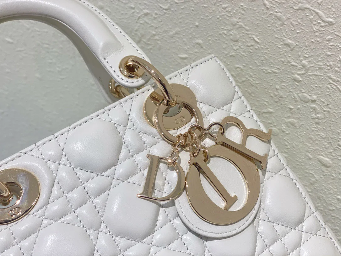 Dior Lady Abc High-end Women’s Handbag White Soft Leather 20 cm product view 5