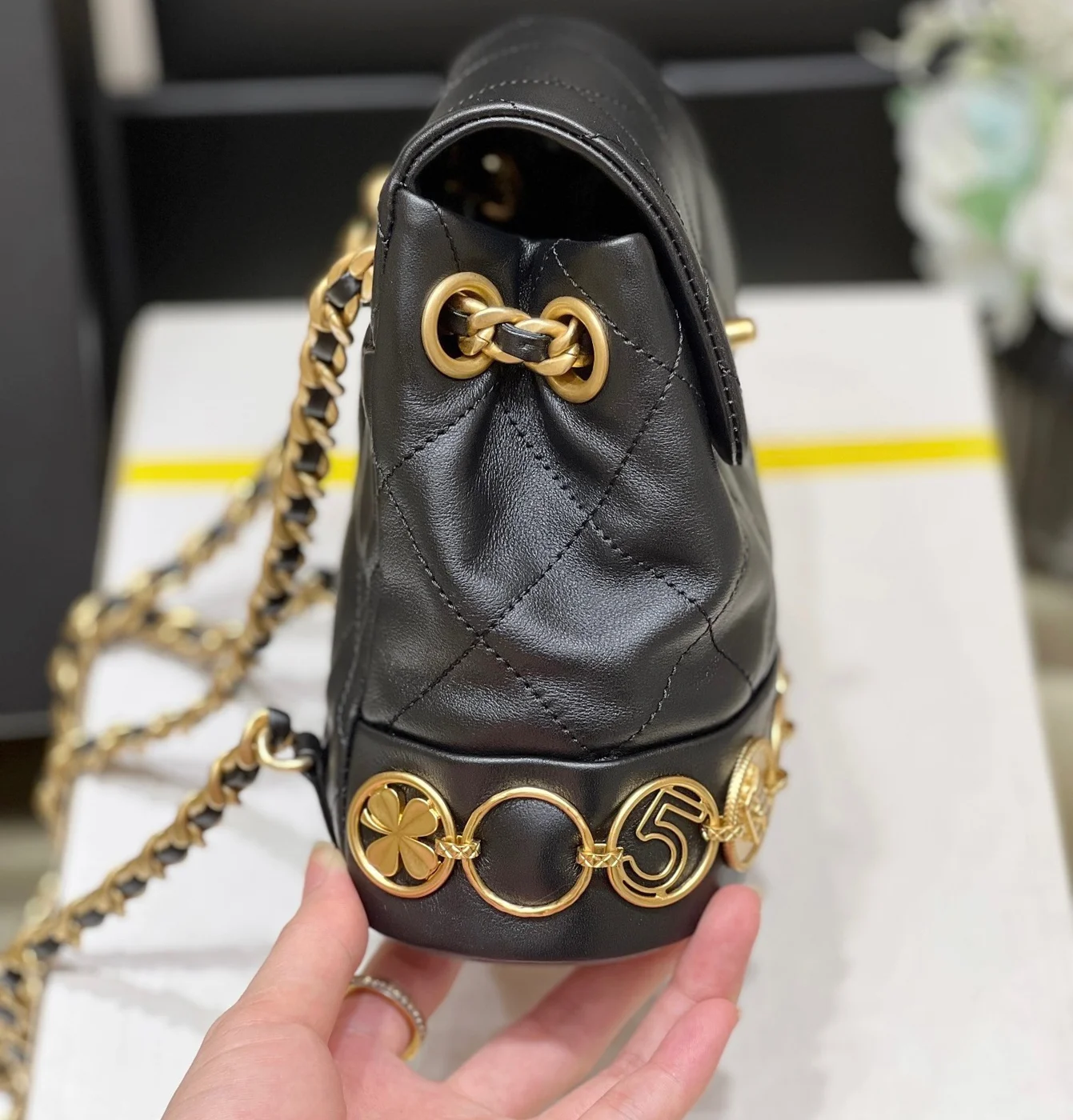 Chanel Charm Backpack Black Smooth Leather 18x18x8cm product view 5