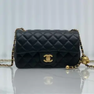 Chanel Lambskin Quilted Mini Rectangular Sweet Camellia Flap Black Bag product view 1