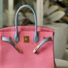 Hermès Birkin 30 Liam Blue/ Rose Pink Togo Leather Gold Hardware Bag product view 6