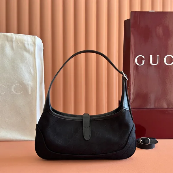 Gucci 26S Jackie Slim Shoulder Bag 27 In Black Canvas product view 2