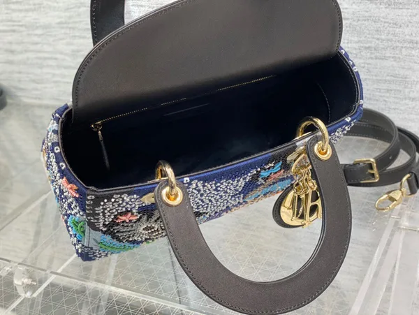 Dior Lady Handbag with Beaded Pattern 24 cm product view 5