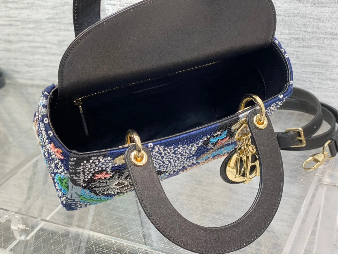 Dior Lady Handbag with Beaded Pattern 24 cm product view 5