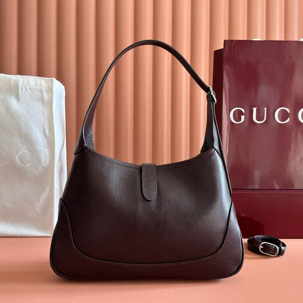 Gucci 26S Jackie Slim Shoulder Bag 28 In Dark Brown Calfskin product view 2