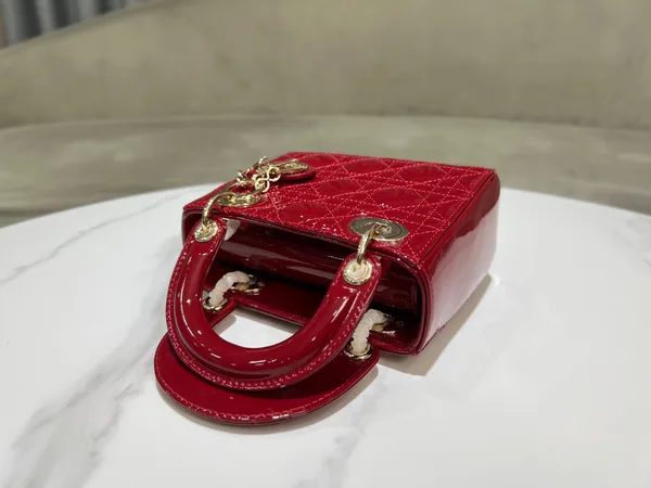 Dior Lady Mini Women’s Handbag, Glossy Red, 17 cm product view 6