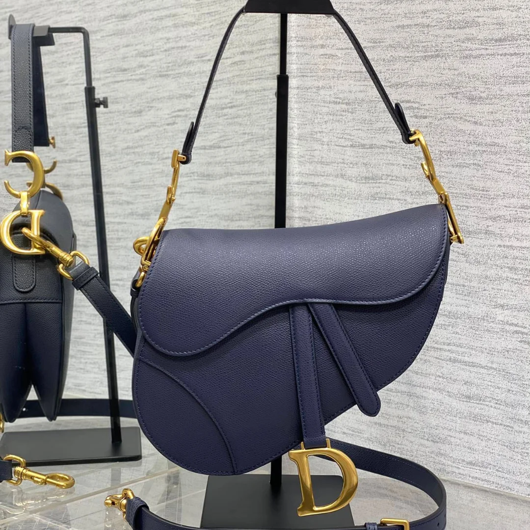 Dior Saddle Bag in Deep Ocean Blue Gold Hardware
