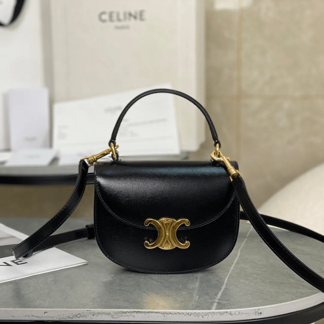 Celine Handle Black Wrinkled Leather 15.5× .5x5cm Bag product view 1