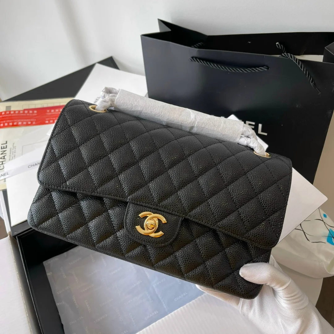 Chanel Medium Classic Handbags Cowhide Black Lock Gold 25.5 cm product view 1