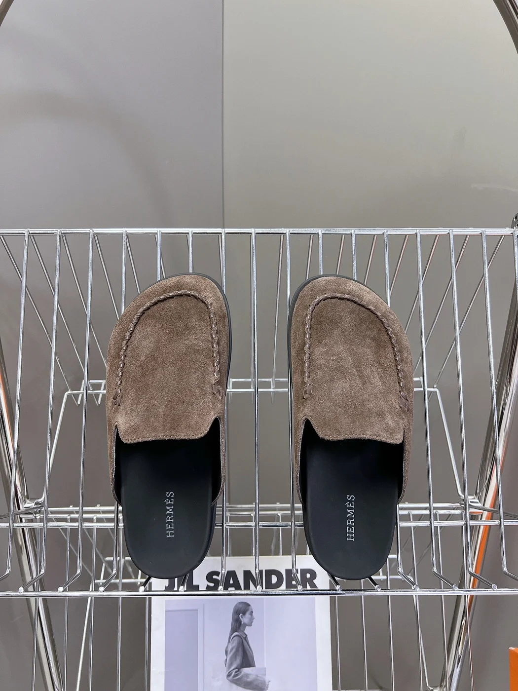Hermès Women Brown Suede Slippers product view 6