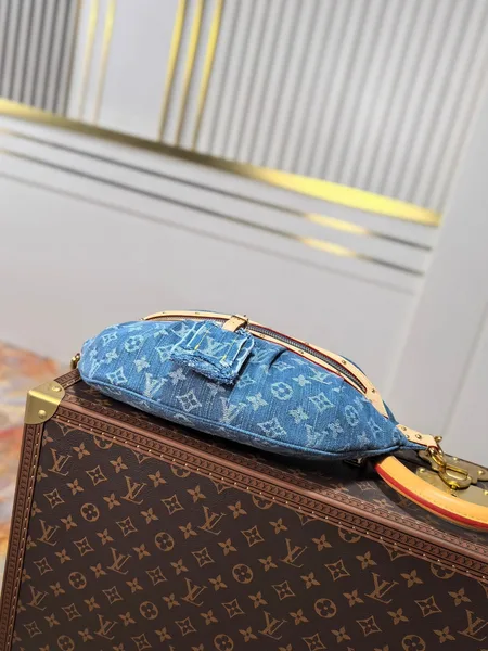 Louis Vuitton 25S Bumbag 38 In Blue Monogram Denim Leather Trim Gold Hardware Bag product view 3