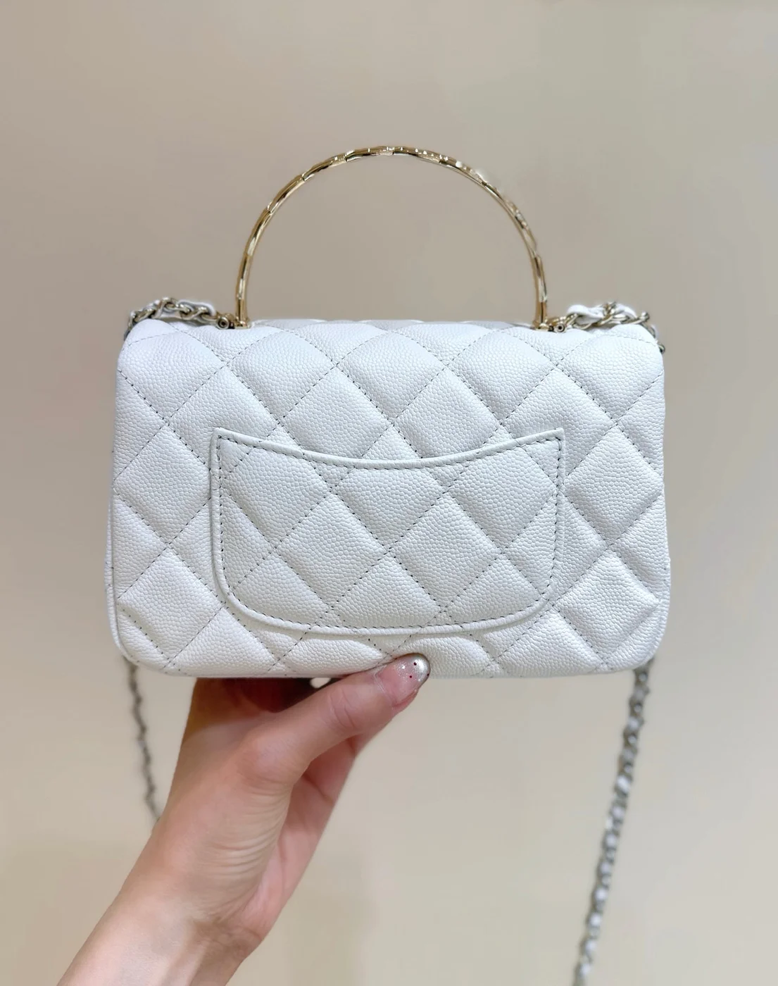 Chanel Nano Coco White Handle bag Gold Hardware product view 3