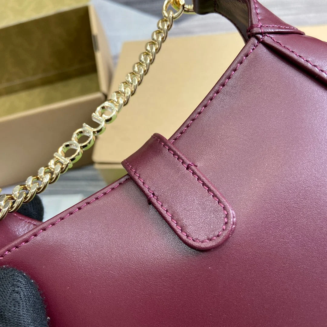 Gucci Jackie Notte Mini Bag 19 In Burgundy Red Calfskin Gold Hardware product view 9